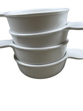 Vintage CorningWare Grab-It Bowls P-150-B White Tab Handle Set of 4 *No Lids*